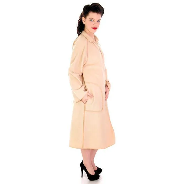 Vintage Ilie Wacs Ivory Robe Style Coat 1970S