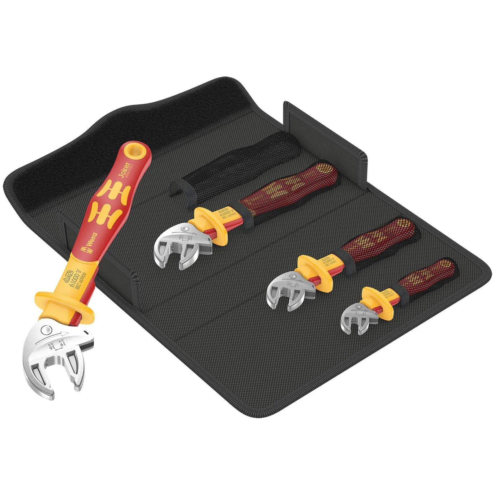 Wera Joker VDE 4 Set 1 6004 Insulated Self Setting Adjustable Spanner Set 4 Pieces in Case