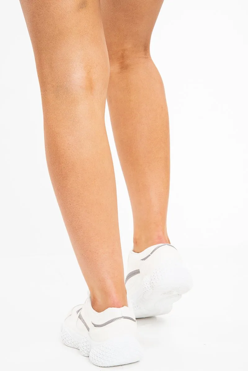 White Shimmer Effect Chunky Sole Trainers - Frances