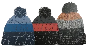 Winter-Hats Boys Fleece Lined Chunky Knit Marled Cuff Pom Hat
