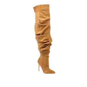 Woman Pleated High Heels Thigh High Boots