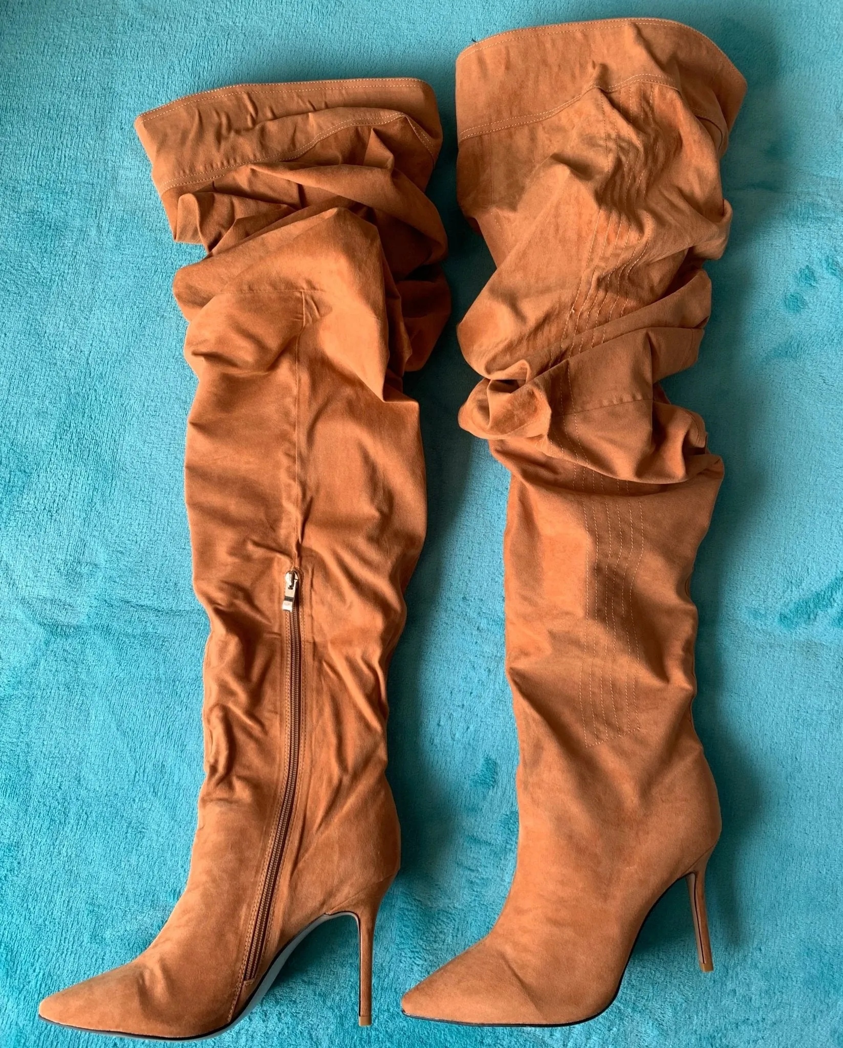 Woman Pleated High Heels Thigh High Boots
