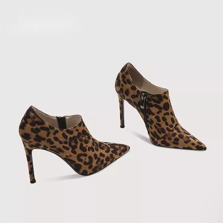 Women's High Heel Leopard Booties TS279