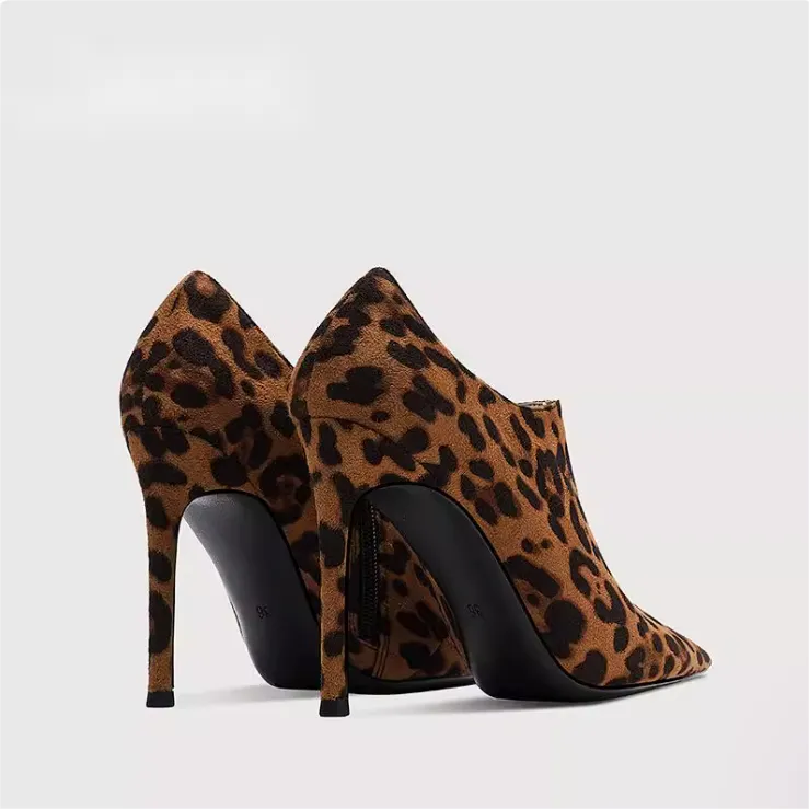 Women's High Heel Leopard Booties TS279