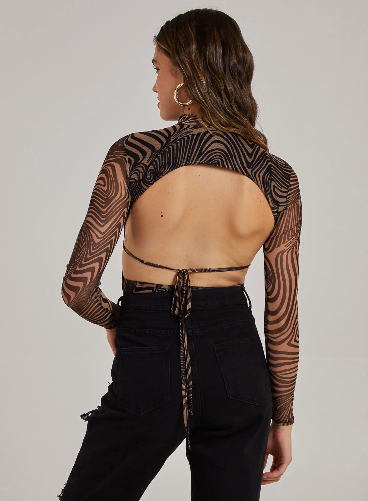 Zebra Swirl Backless Bodysuit
