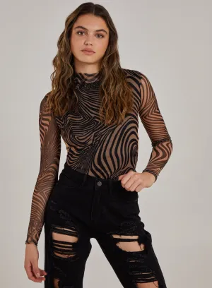 Zebra Swirl Backless Bodysuit